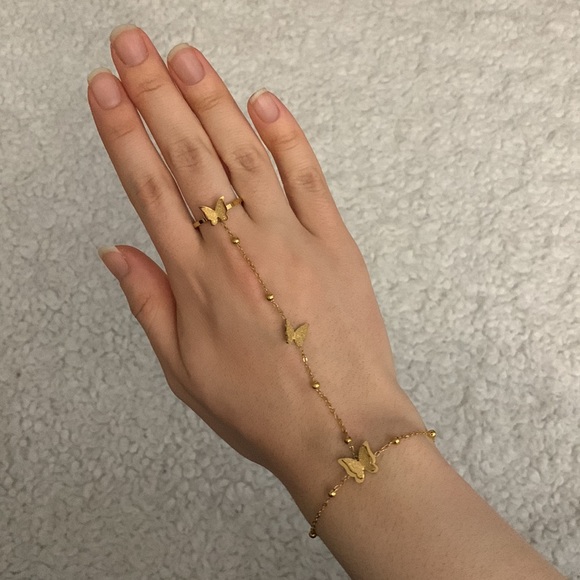 Gold Butterfly Hand Chain - Picture 1 of 17